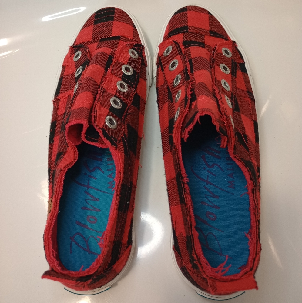 Blowfish Malibu Women's Size 9 Slip On Sneakers Plaid Black & Red Lacel… - Picture 8 of 10